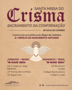 Cartaz da Santa Missa do Crisma 2024 na Sé Nova de Coimbra